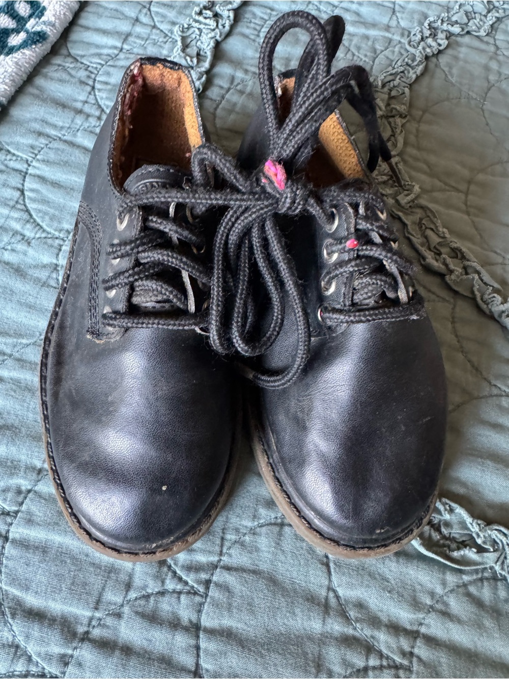 Classic Black Leather boys Lace-Up Shoes